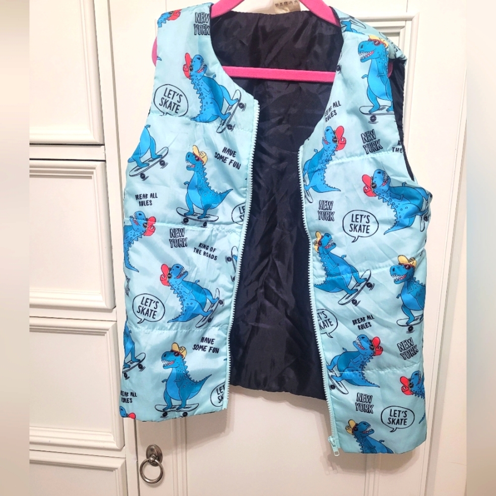 $ 💥 3/$24 Blue Dinosaur Zip Up Puffer Vest‎
